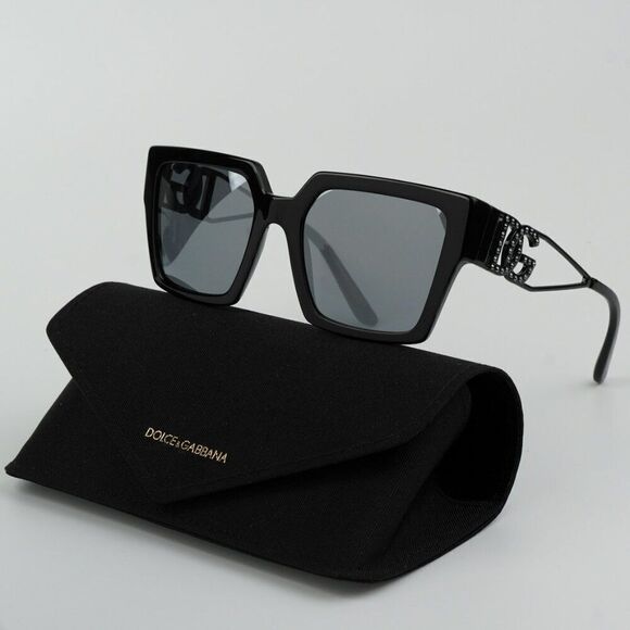 NEW D&G DG4446B 501/6G  Black Gray Mirrored Black Square Women Sunglasses - Picture 3 of 10